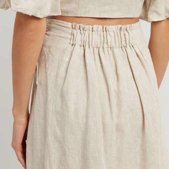 DISSH Hallie Natural Linen Wrap Skirt Beige Size US 4 Old Money Neutral Beige - Picture 4 of 13